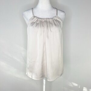 VINCE Ivory Dressy‎ Minimalist Night Out Gathered Chiffon Camisole Tank Size XS